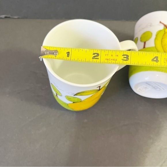 Dept 56 Orchard Pattern Mugs Lynda Sylvester Orange Lemon Pear Apple Fall Lot 4x - Picture 13 of 14